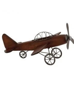 Grayson Lane 9-in x 16-in Vintage Sculpture Brown Wood Airplane