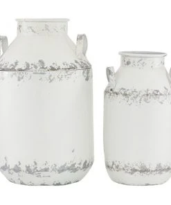 Grayson Lane Farmhouse Decorative Jar White Metal - Set of 2 -GRAYSON LANE shop 330858959 AlternateImage6 l