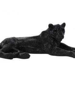 Grayson Lane 14-in x 39-in Glam Sculpture Black Polystone Leopard