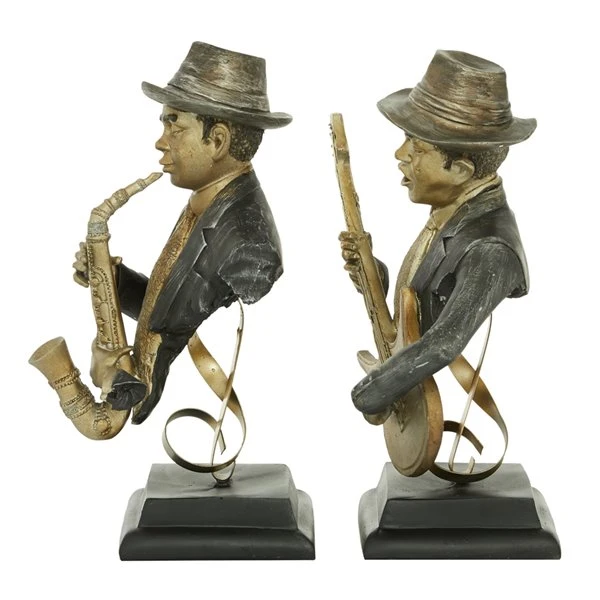 Grayson Lane Gold Vintage Musician Sculpture in Polystone - Set of 2 5 Grayson Lane Gold Vintage Musician Sculpture in Polystone - Set of 2 - Image 5