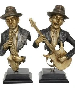 Grayson Lane Gold Vintage Musician Sculpture in Polystone - Set of 2