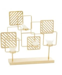 Grayson Lane 4 Candle Gold Metal Pillar Contemporary Candle Holder