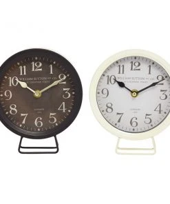 Grayson Lane Black and White Analogue Round Tabletop Clock - Set of 2