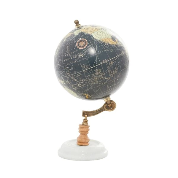 Grayson Lane 11-in x 6-in Contemporary Globe Black Marble and Metal 4 Grayson Lane 11-in x 6-in Contemporary Globe Black Marble and Metal - Image 4
