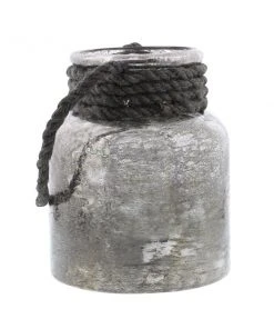 Grayson Lane 1 Candle Black Glass Lantern Coastal Candle Holder