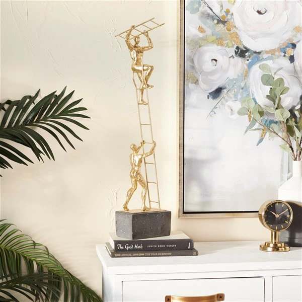 Grayson Lane 13-in x 16-in Contemporary Sculpture Gold Polystone 2 Grayson Lane 13-in x 16-in Contemporary Sculpture Gold Polystone - Image 2