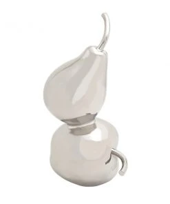 Grayson Lane 15-in x 7-in Glam Decorative Pear and Apple Silver Ceramic