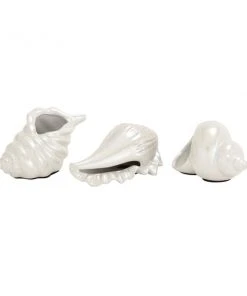 Grayson Lane White Coastal Seashell Sculpture Porcelain - Set of 3