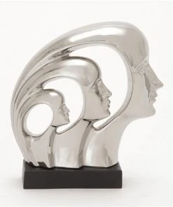 Grayson Lane 12-in x 11-in Contemporary Sculpture Silver Porcelain Family