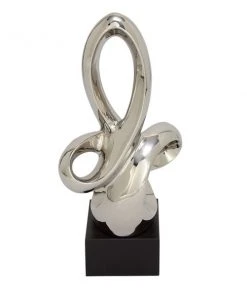 Grayson Lane 29-in x 14-in Modern Sculpture Silver Ceramic Abstract