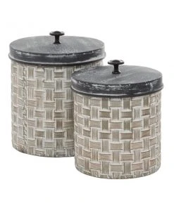 Grayson Lane Farmhouse Decorative Jars Brown Metal - Set of 2