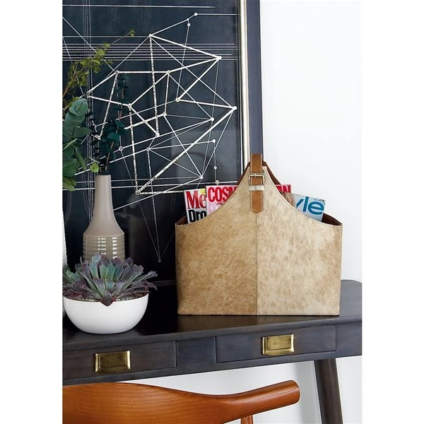 Grayson Lane 15-in x 17-in x 5-in Modern Magazine Rack Holder Brown Leather 2 Grayson Lane 15-in x 17-in x 5-in Modern Magazine Rack Holder Brown Leather - Image 2