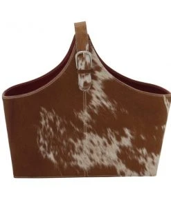 Grayson Lane 15-in x 17-in x 5-in Modern Magazine Rack Holder Brown Leather