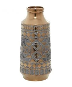 Grayson Lane 18-in x 8-in x 8In. Contemporary Vase in Gold Porcelain