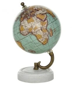 Grayson Lane 7-in x 5-in Modern Globe Aquamarine Marble and Wood