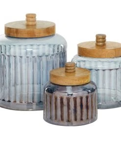 Grayson Lane Farmhouse Decorative Jar in Grey Glass - Set of 3 -GRAYSON LANE shop 330859018 AlternateImage4 l