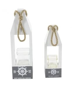 Grayson Lane 2 Candle Grey Wood Lantern Coastal Candle Holder - Set of 2 -GRAYSON LANE shop 330859019 AlternateImage5 l