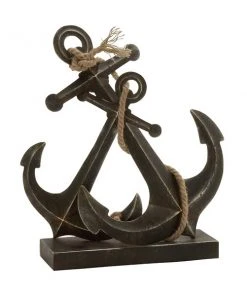 Grayson Lane 16-in x 12-in Coastal Sculpture Black Metal Anchor