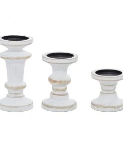 Grayson Lane 1 Candle Wood Pillar Farmhouse Candle Holder - Set of 3 -GRAYSON LANE shop 330859030 AlternateImage5 l