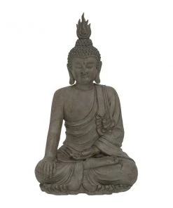 Grayson Lane 42-in x 24-in Bohemian Sculpture Grey Polystone Buddha