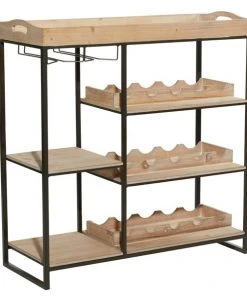 Grayson Lane 12-Bottle Beige Fir Wood Freestanding Wine Rack