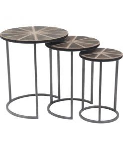 Grayson Lane 3-Piece Brown Metal Accent Table Set