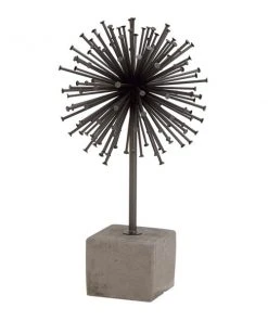 Grayson Lane 17-in x 9-in Industrial Sculpture Black Metal Concrete