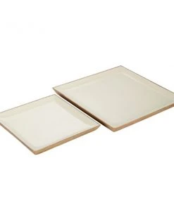 Grayson Lane Contemporary Tray White Mango Wood - Set of 2