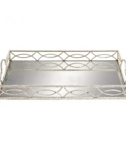Grayson Lane 5-in x 25-in x 15-in Glam Tray Silver Metal