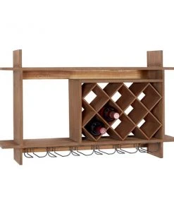 Grayson Lane 9-Bottle Brown Asian Hardwood Wall-Mounted Wine Rack