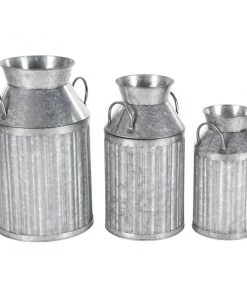 Grayson Lane Farmhouse Decorative Jar in Grey Metal - Set of 3