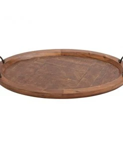 Grayson Lane 4-in x 29-in x 19-in Rustic Tray Natural Brown Wood
