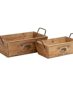 Grayson Lane Farmhouse Tray Natural Brown Wood - Set of 2