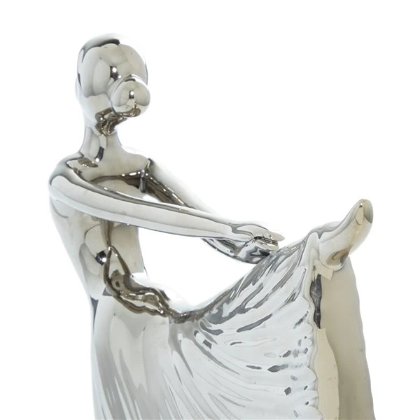 Grayson Lane 15-in x 11-in Traditional Sculpture Silver Porcelain Dancer 2 Grayson Lane 15-in x 11-in Traditional Sculpture Silver Porcelain Dancer - Image 2