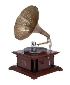 Grayson Lane Brown Wood and Metal Gramophone
