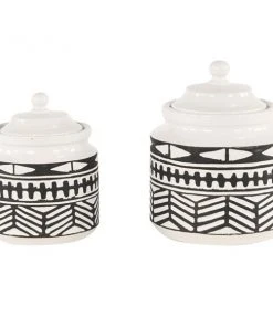 Grayson Lane Black Ceramic Decorative Jars - Set of 2