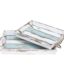 Grayson Lane White Wood Trays - Set of 2