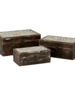 Grayson Lane Dark Brown Mango Wood Boxes - Set of 3