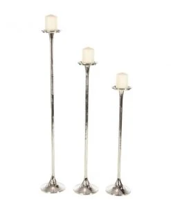 Grayson Lane Silver Pillar Candle Holder - Set of 3