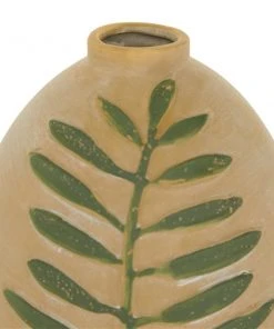 Grayson Lane Tan Ceramic Vase with Leaf -GRAYSON LANE shop 330859620 AlternateImage3 l