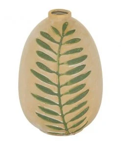 Grayson Lane Tan Ceramic Vase with Leaf -GRAYSON LANE shop 330859620 AlternateImage4 l