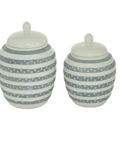Grayson Lane White Ceramic Decorative Jars - Set of 2 -GRAYSON LANE shop 330859626 AlternateImage4 l