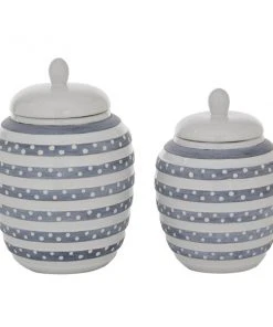 Grayson Lane White Ceramic Decorative Jars - Set of 2