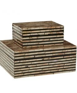 Grayson Lane Black Coastal Mother of Pearl Boxes - Set of 2