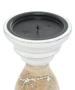 Grayson Lane Beige Wooden Pillar Candle Holder - Set of 3 -GRAYSON LANE shop 330859666 AlternateImage3 l