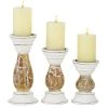 Grayson Lane Beige Wooden Pillar Candle Holder - Set of 3