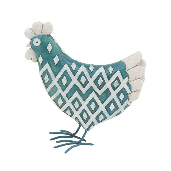 Grayson Lane Turquoise Polystone Rooster Sculpture - Set of 2 4 Grayson Lane Turquoise Polystone Rooster Sculpture - Set of 2 - Image 4