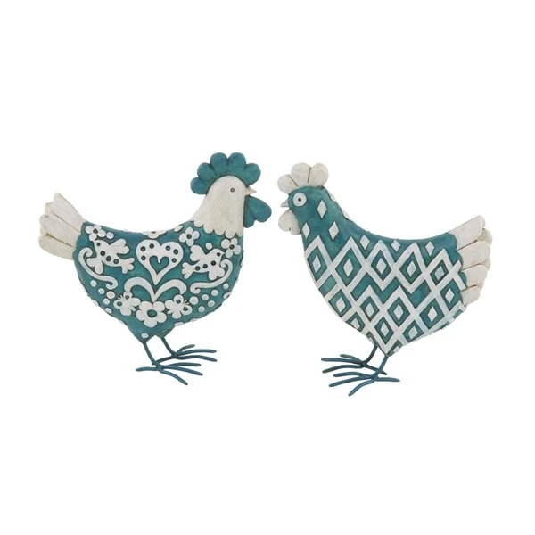Grayson Lane Turquoise Polystone Rooster Sculpture - Set of 2 1 Grayson Lane Turquoise Polystone Rooster Sculpture - Set of 2