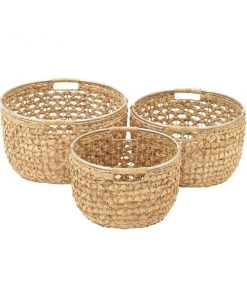 Grayson Lane Tan Natural Sea Grass Storage Baskets - Set of 3
