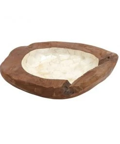 Grayson Lane Brown Wood and Shell Decorative Bowl